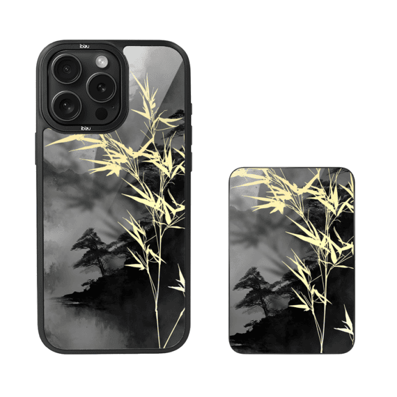 Zestaw IBIZU do iPhone 15 Pro etui i powerbank, Azja, Złoty bambus (5)
