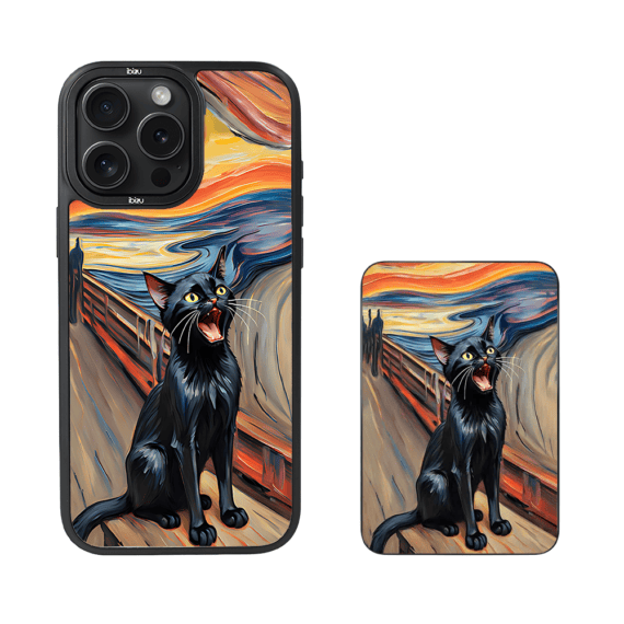 Zestaw IBIZU do iPhone 15 Pro etui i powerbank, Edvard Munch, krzyk kota (1)