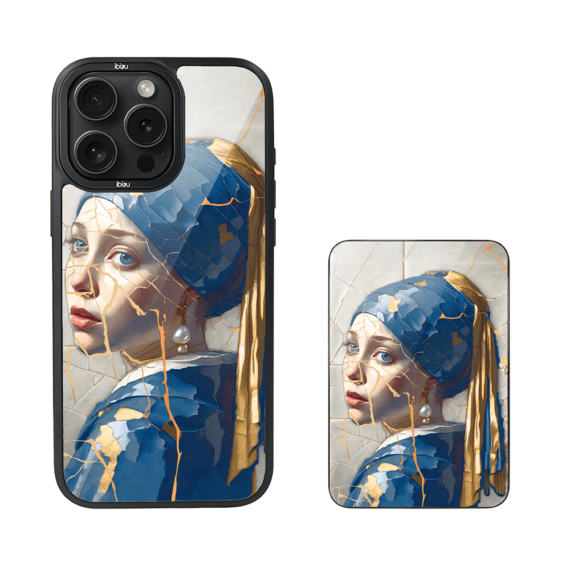 Zestaw IBIZU do iPhone 15 Pro etui i powerbank, Kintsugi Art, Kobieta z perłą (1)