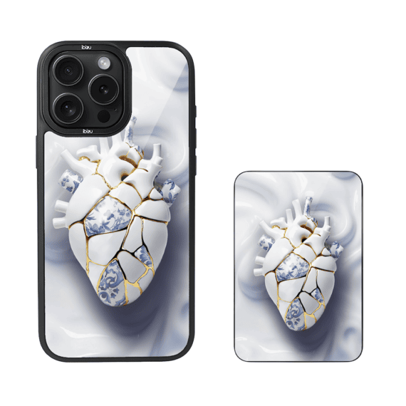 Zestaw IBIZU do iPhone 15 Pro etui i powerbank, Kintsugi Art, porcelanowe serce (5)