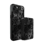 Zestaw IBIZU do iPhone 15 Pro etui i powerbank, Midnight, Koronkowa czerń (8)