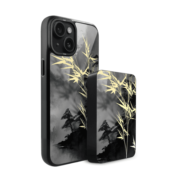 Zestaw IBIZU do iPhone 15 etui i powerbank, Azja, Złoty bambus (1)