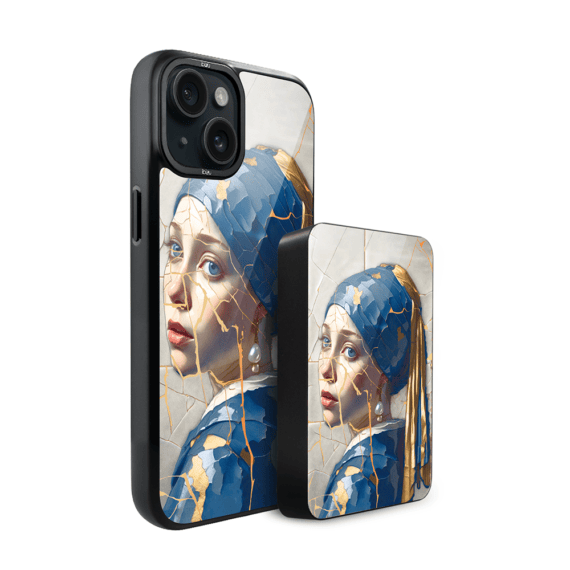 Zestaw IBIZU do iPhone 15 etui i powerbank, Kintsugi Art, Kobieta z perłą (1)