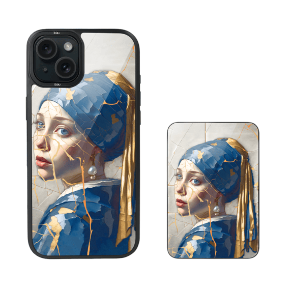 Zestaw IBIZU do iPhone 15 etui i powerbank, Kintsugi Art, Kobieta z perłą (4)