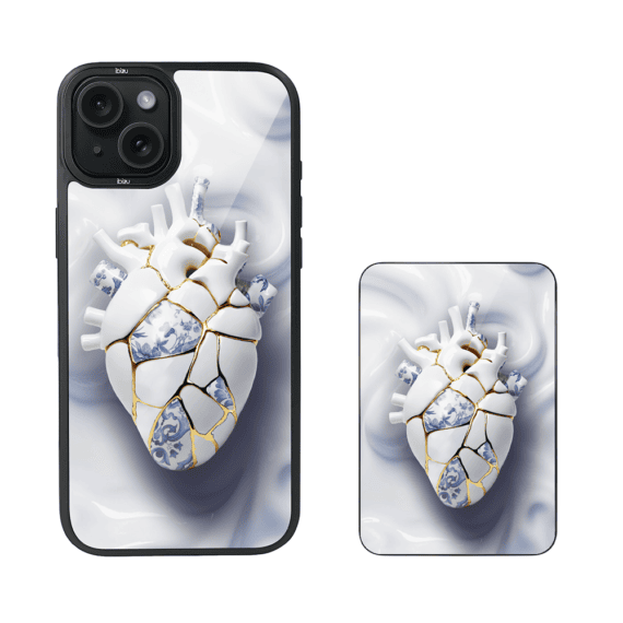 Zestaw IBIZU do iPhone 15 etui i powerbank, Kintsugi Art, porcelanowe serce (4)
