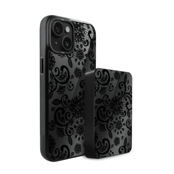 Zestaw IBIZU do iPhone 15 etui i powerbank, Midnight, Koronkowa czerń (3)