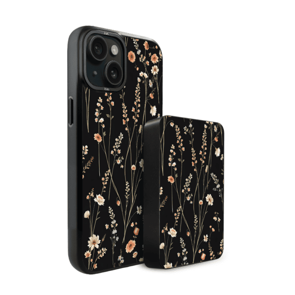 Zestaw IBIZU do iPhone 15: etui i powerbank, Pastel Bloom, Północny ogród