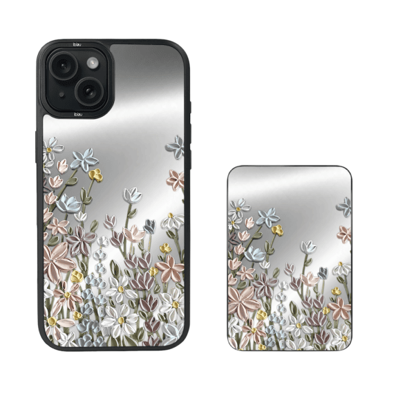Zestaw IBIZU do iPhone 15 etui i powerbank, Relief Garden, Wiosenna łąka (2)