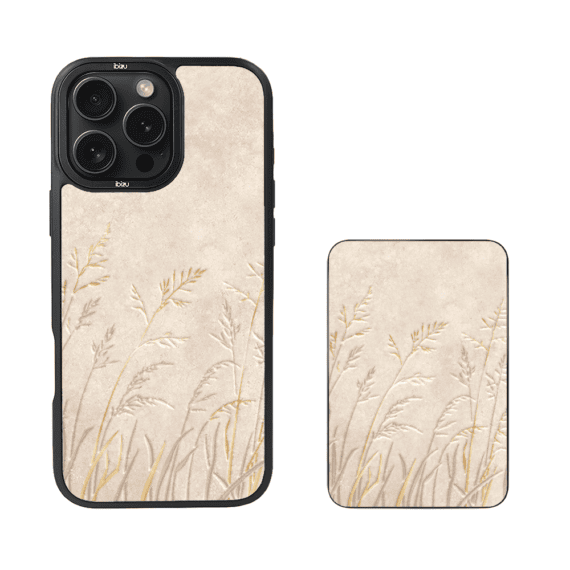 Zestaw IBIZU do iPhone 16 Pro Max etui i powerbank, Relief Garden, Kłosy z piaskowca (4)