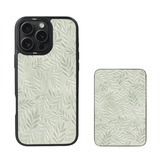 Zestaw IBIZU do iPhone 16 Pro Max etui i powerbank, Relief Garden, Ślad oliwki (2)