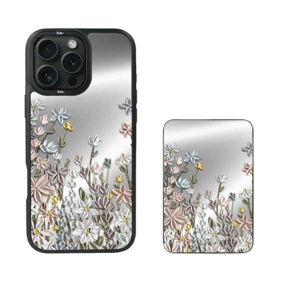 Zestaw IBIZU do iPhone 16 Pro Max etui i powerbank, Relief Garden, Wiosenna łąka (2)