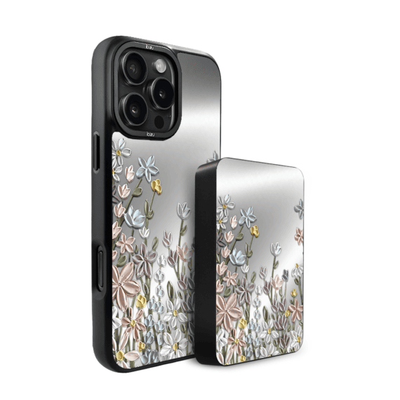 Zestaw IBIZU do iPhone 16 Pro Max etui i powerbank, Relief Garden, Wiosenna łąka (4)
