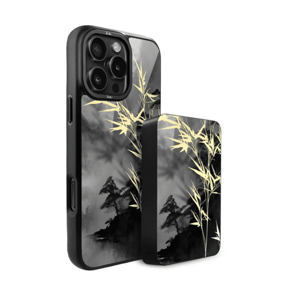 Zestaw IBIZU do iPhone 16 Pro etui i powerbank, Azja, Złoty bambus (2)