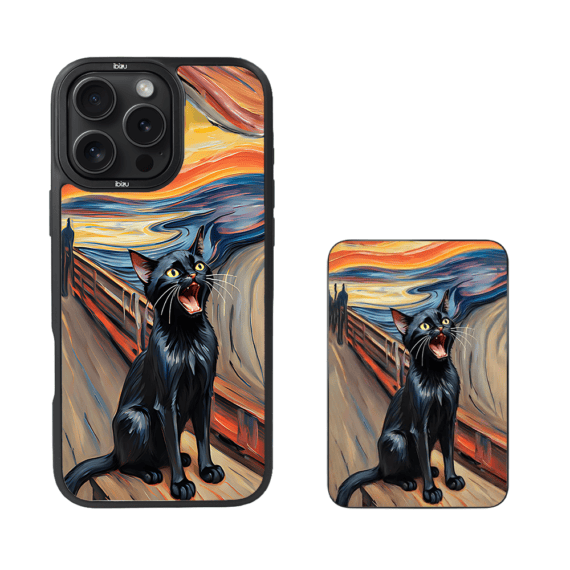 Zestaw IBIZU do iPhone 16 Pro etui i powerbank, Edvard Munch, krzyk kota (3)