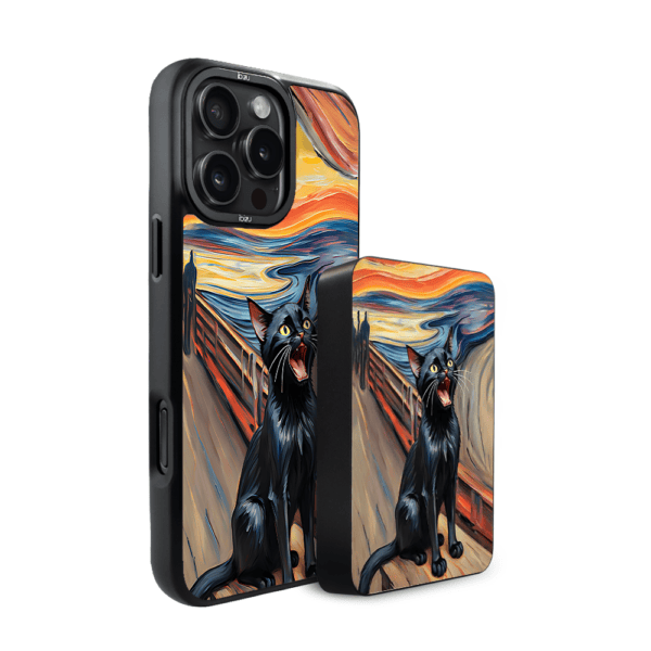 Zestaw IBIZU do iPhone 16 Pro Max : etui i powerbank, Edvard Munch, krzyk kota