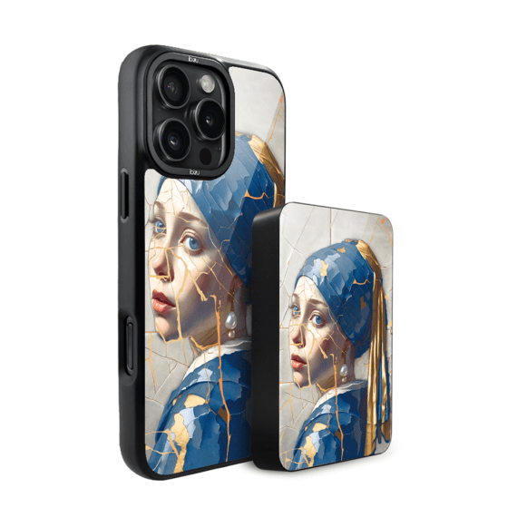 Zestaw IBIZU do iPhone 16 Pro etui i powerbank, Kintsugi Art, Kobieta z perłą (2)