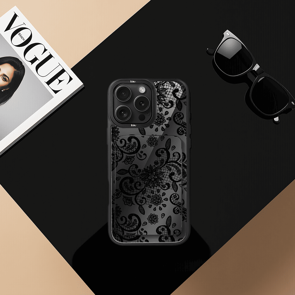 Zestaw IBIZU do iPhone 16 Pro etui i powerbank, Midnight, Koronkowa czerń (1)