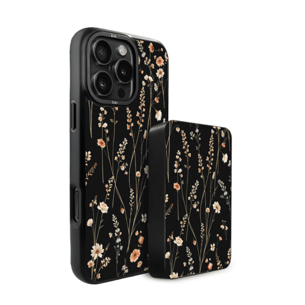 Zestaw IBIZU do iPhone 16 Pro Max: etui i powerbank, Pastel Bloom, Północny ogród