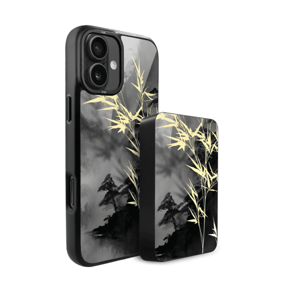 Zestaw IBIZU do iPhone 16 etui i powerbank, Azja, Złoty bambus (1)