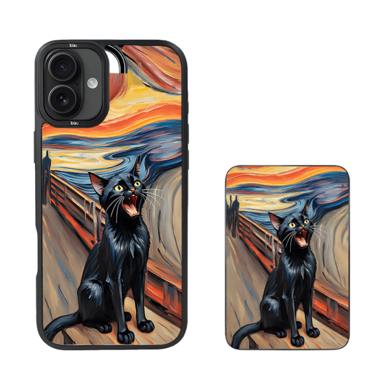 Zestaw IBIZU do iPhone 16 etui i powerbank, Edvard Munch, krzyk kota (1)