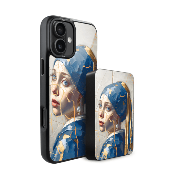 Zestaw IBIZU do iPhone 16 etui i powerbank, Kintsugi Art, Kobieta z perłą (1)