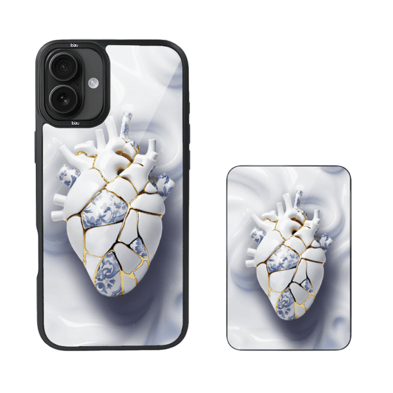 Zestaw IBIZU do iPhone 16 etui i powerbank, Kintsugi Art, porcelanowe serce (2)