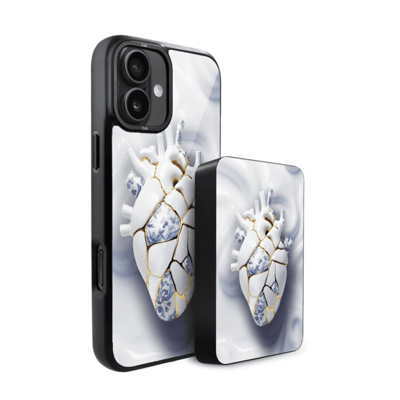 Zestaw IBIZU do iPhone 16 etui i powerbank, Kintsugi Art, porcelanowe serce (4)