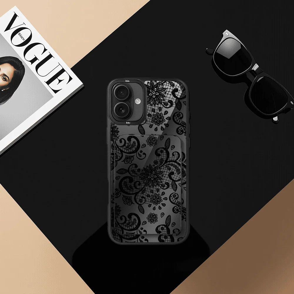 Zestaw IBIZU do iPhone 16 etui i powerbank, Midnight, Koronkowa czerń (3)
