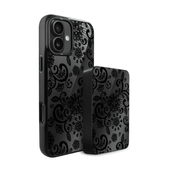 Zestaw IBIZU do iPhone 16 etui i powerbank, Midnight, Koronkowa czerń (4)