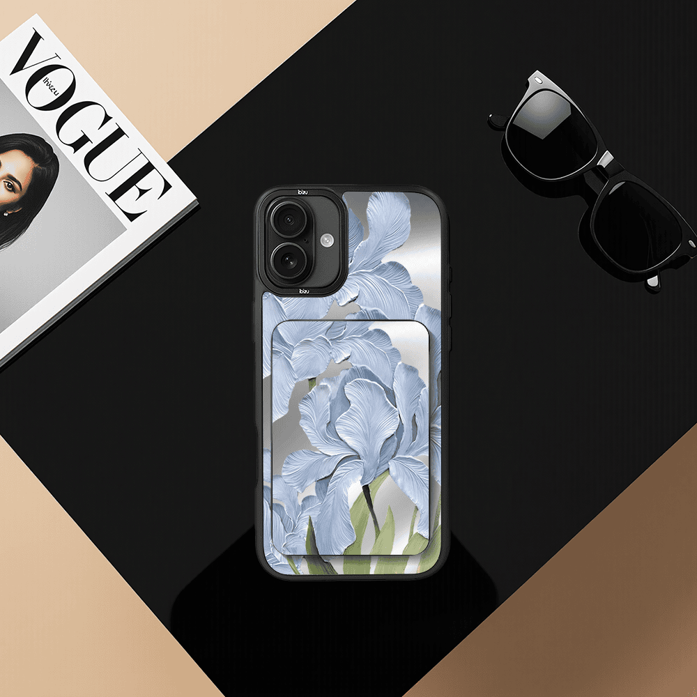 Zestaw IBIZU do iPhone 16: etui i powerbank, Relief Garden, Błękitny irys1