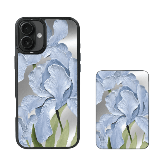 Zestaw IBIZU do iPhone 16: etui i powerbank, Relief Garden, Błękitny irys5