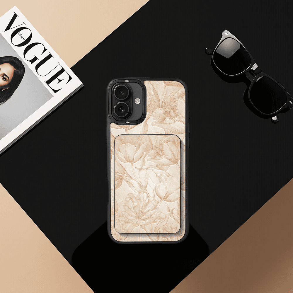 Zestaw IBIZU do iPhone 16 etui i powerbank, Relief Garden, Botaniczny biskwit (2)