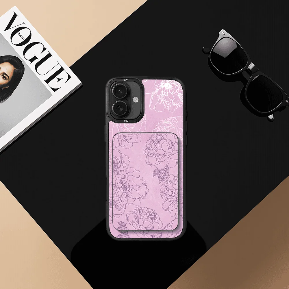 Zestaw IBIZU do iPhone 16 etui i powerbank, Relief Garden, Różowe piwonie (3)