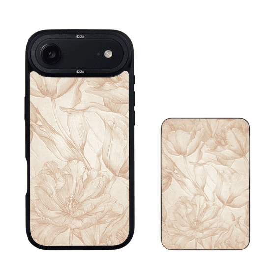 Zestaw IBIZU do iPhone 17 Air etui i powerbank, Relief Garden, Botaniczny biskwit (1)