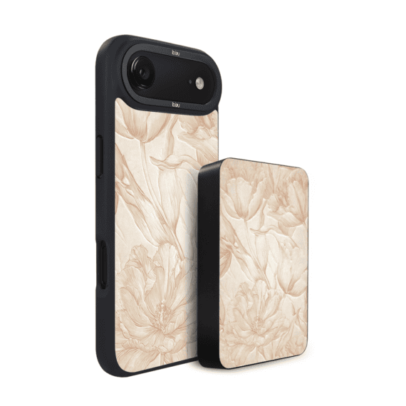 Zestaw IBIZU do iPhone 17 Air etui i powerbank, Relief Garden, Botaniczny biskwit (3)