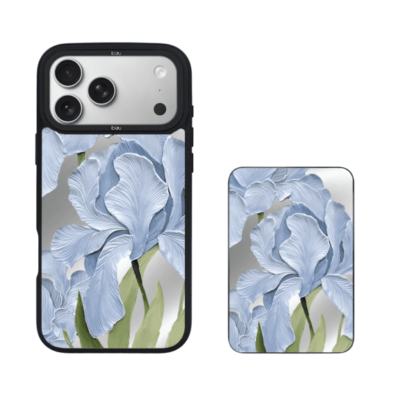 Zestaw IBIZU do iPhone 17 Pro Max: etui i powerbank, Relief Garden, Błękitny irys4