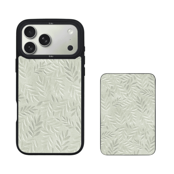 Zestaw IBIZU do iPhone 17 Pro Max etui i powerbank, Relief Garden, Ślad oliwki (3)