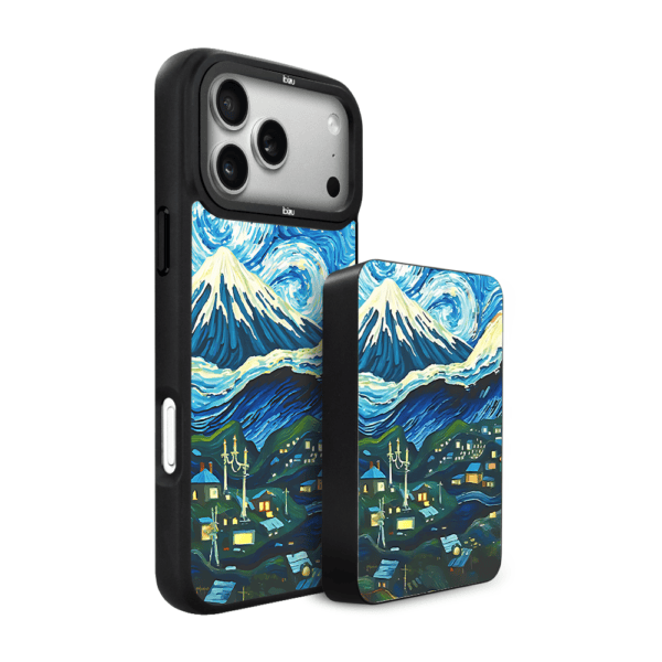 Zestaw IBIZU do iPhone 17 Pro: etui i powerbank, Van Gogh, gwieździsta noc