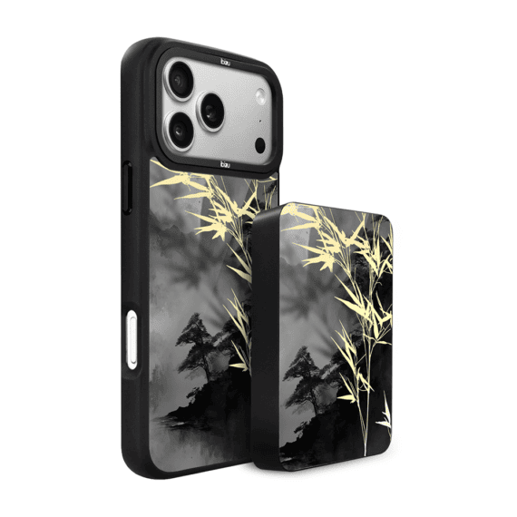Zestaw IBIZU do iPhone 17 Pro etui i powerbank, Azja, Złoty bambus (2)
