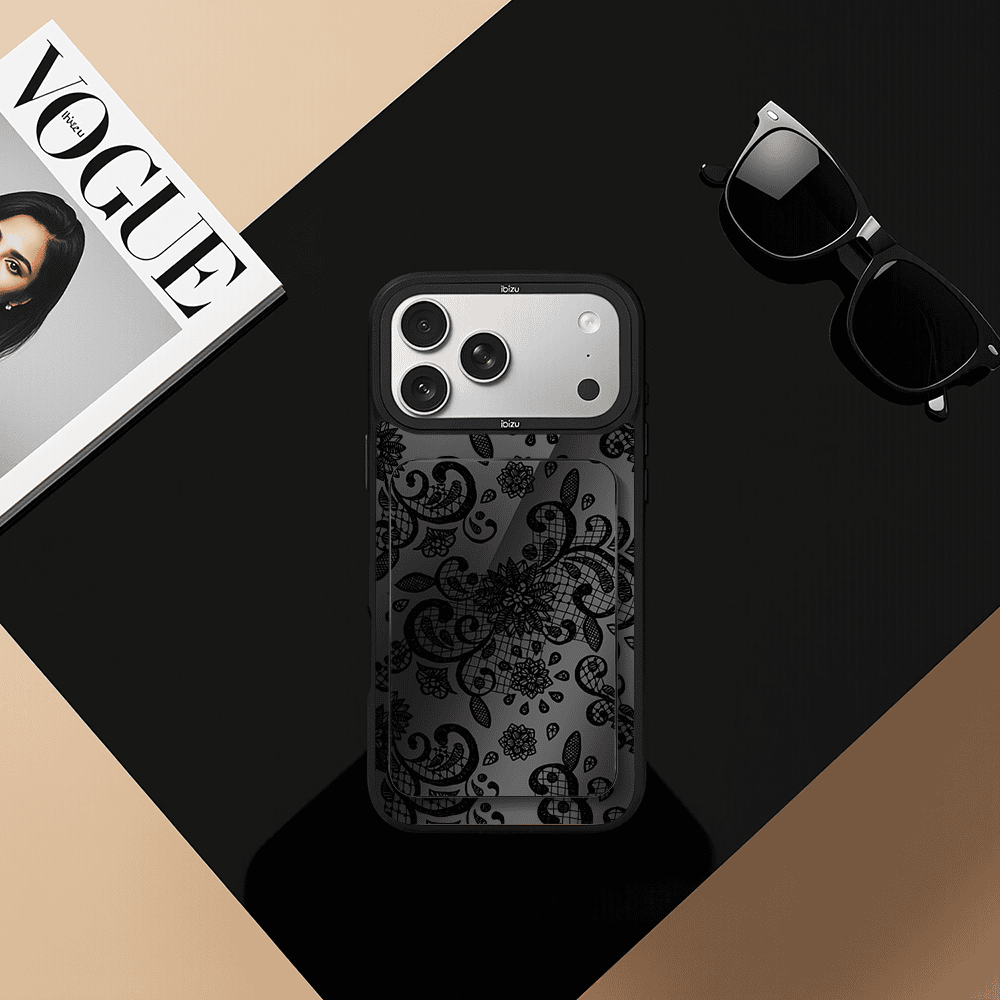 Zestaw IBIZU do iPhone 17 Pro etui i powerbank, Midnight, Koronkowa czerń (1)