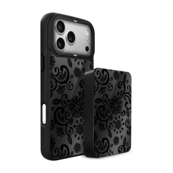 Zestaw IBIZU do iPhone 17 Pro etui i powerbank, Midnight, Koronkowa czerń (2)