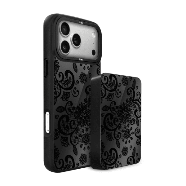 Zestaw IBIZU do iPhone 17 Pro: etui i powerbank, Midnight, Koronkowa czerń