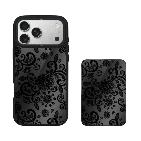 Zestaw IBIZU do iPhone 17 Pro etui i powerbank, Midnight, Koronkowa czerń (5)
