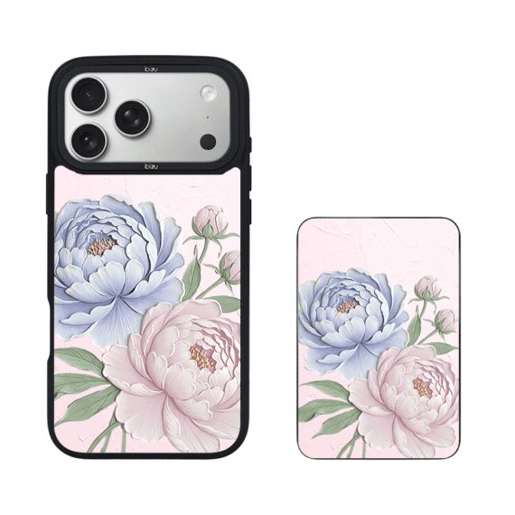 Zestaw IBIZU do iPhone 17 Pro etui i powerbank, Relief Garden, Piwoniowy róż (1)