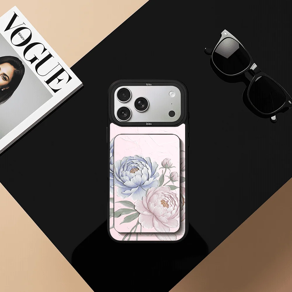 Zestaw IBIZU do iPhone 17 Pro etui i powerbank, Relief Garden, Piwoniowy róż (2)