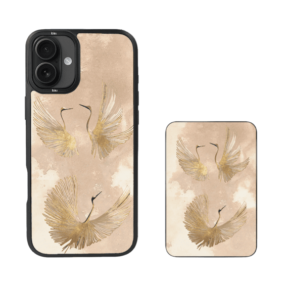 Zestaw IBIZU do iPhone 17 etui i powerbank, Boho, Złote żurawie (4)