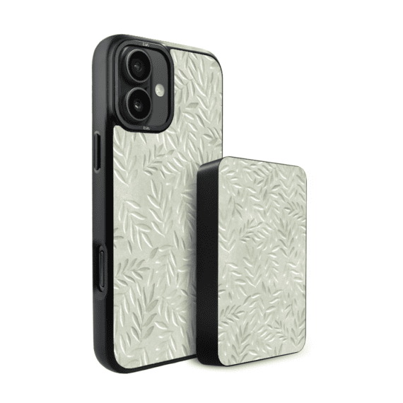 Zestaw IBIZU do iPhone 17 etui i powerbank, Relief Garden, Ślad oliwki (1)