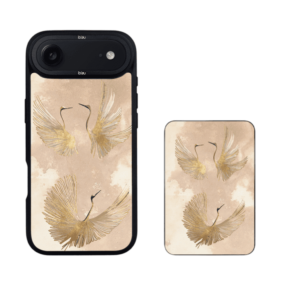 Zestaw IBIZU do iPhone Air etui i powerbank, Boho, Złote żurawie (4)