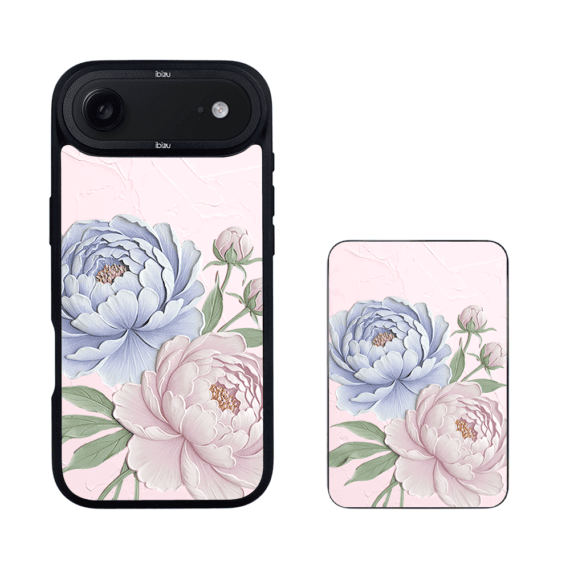 Zestaw IBIZU do iPhone Air etui i powerbank, Relief Garden, Piwoniowy róż (1)