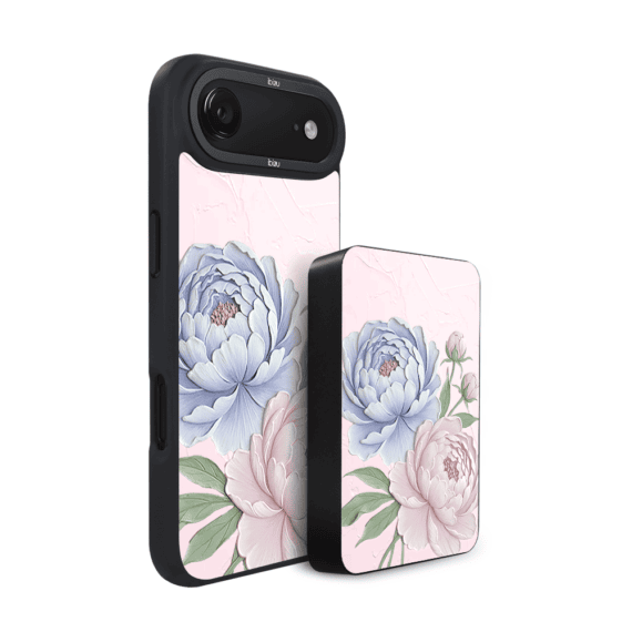 Zestaw IBIZU do iPhone Air etui i powerbank, Relief Garden, Piwoniowy róż (3)